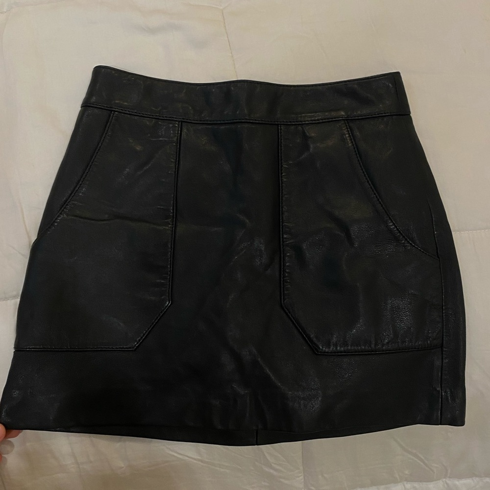 Aritzia black leather skirt